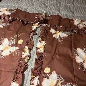 Three Piece Floral Ruffled Shower Curtains
